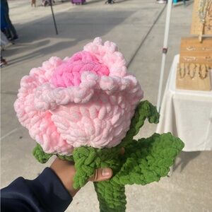 Handmade Crochet Flower Pink Rose